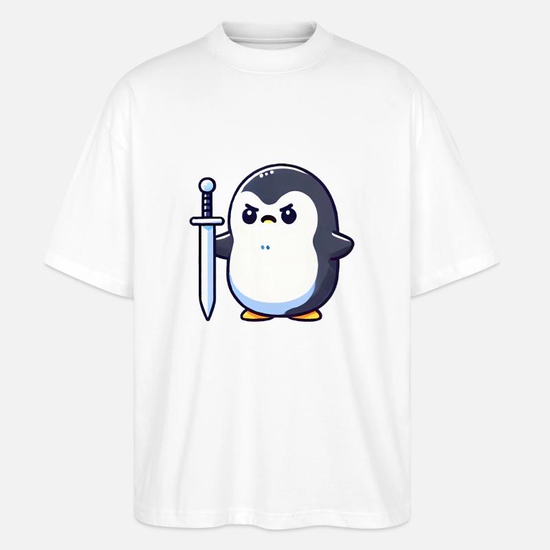 Winziger Pinguin-Krieger - Stanley/Stella Oversized Unisex Bio T-Shirt Blaster 2.0 - Weiß