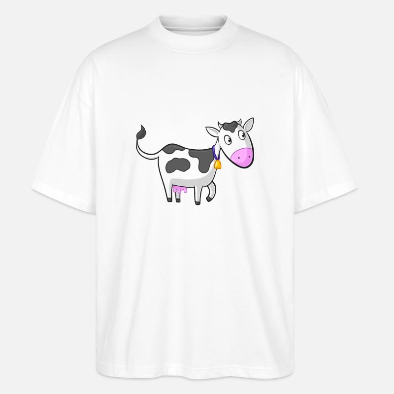 Glückliche Comic Kuh - Stanley/Stella Oversized Unisex Bio T-Shirt Blaster 2.0 - Weiß