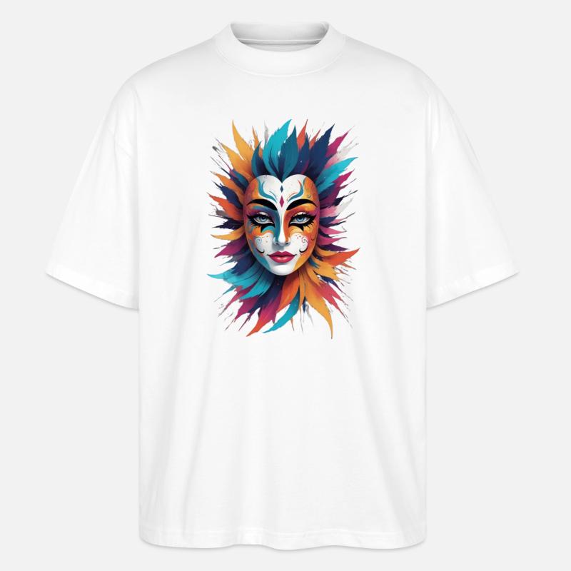Masque orné de plume - T-shirt bio Blaster 2.0 coupe oversize Stanley/Stella Unisexe - blanc