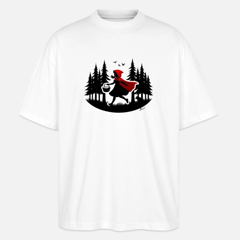 Wie ein Rotkäppchen durch den Wald, Achtung Wolf! - Stanley/Stella Oversized Unisex Bio T-Shirt Blaster 2.0 - Weiß
