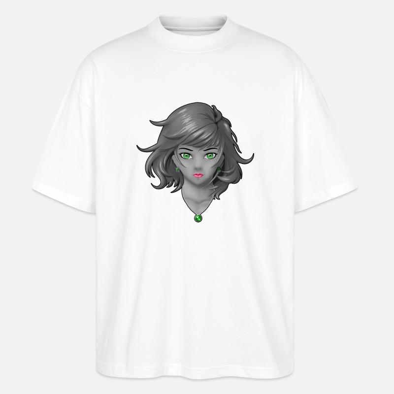 Anime Mädchen mit hübschem Schmuck - Stanley/Stella Oversized Unisex Bio T-Shirt Blaster 2.0 - Weiß