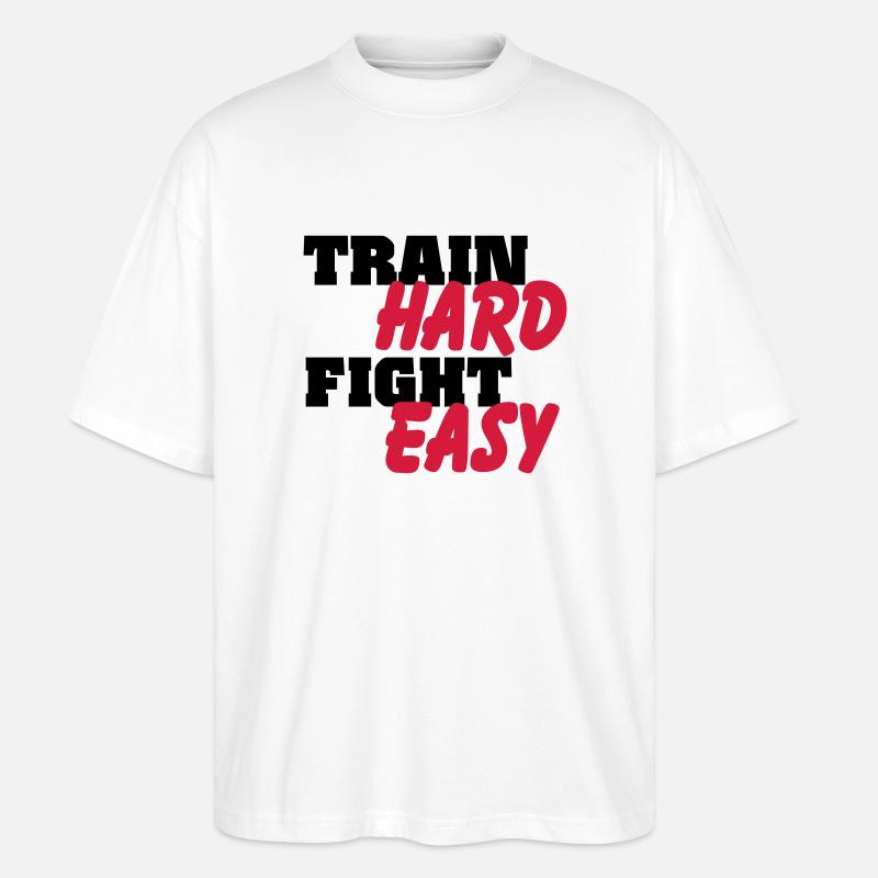 Train hard, fight easy - Stanley/Stella Oversized Unisex Organic T-shirt Blaster 2.0 - white