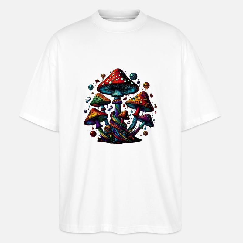 Psychedelic Mushroom Magic - Stanley/Stella Oversized Unisex Bio T-Shirt Blaster 2.0 - Weiß