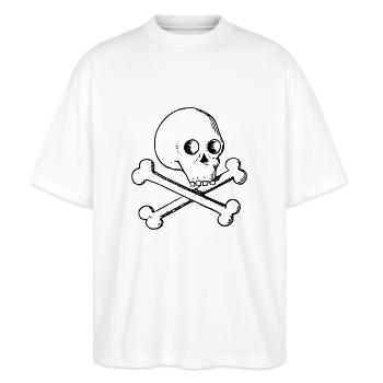 Crâne et os - T-shirt bio Blaster 2.0 coupe oversize Stanley/Stella Unisexe - blanc - Devant - Alina (178cm) & Michal (187cm)