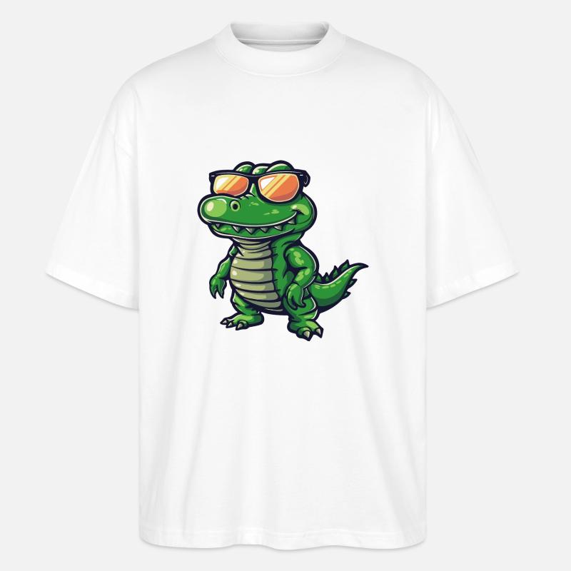 Alligator Comic Cool - Stanley/Stella Oversized Unisex Bio T-Shirt Blaster 2.0 - Weiß