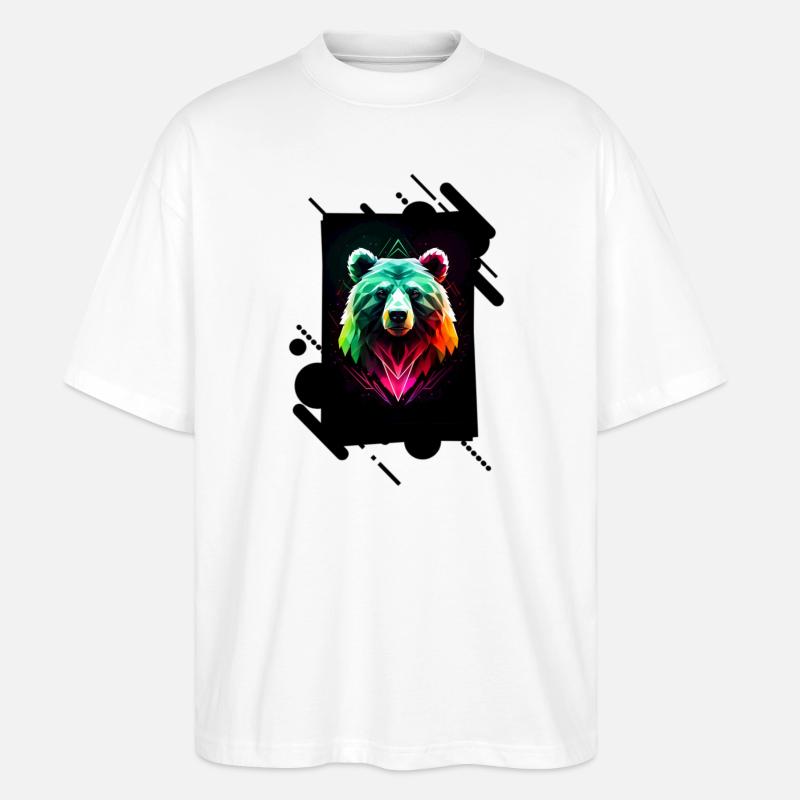Bunter Neonbär - Stanley/Stella Oversized Unisex Bio T-Shirt Blaster 2.0 - Weiß