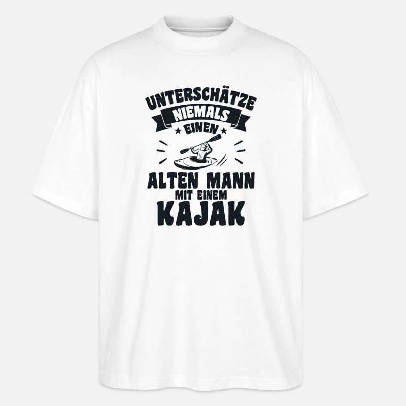 Alten mann mit einem Kajak - Stanley/Stella Oversized Unisex Bio T-Shirt Blaster 2.0 - Weiß