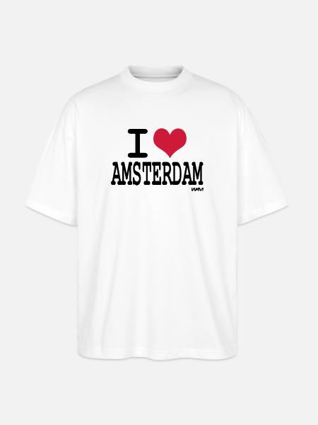 j'aime amsterdam par wam - T-shirt bio Blaster 2.0 coupe oversize Stanley/Stella Unisexe - blanc