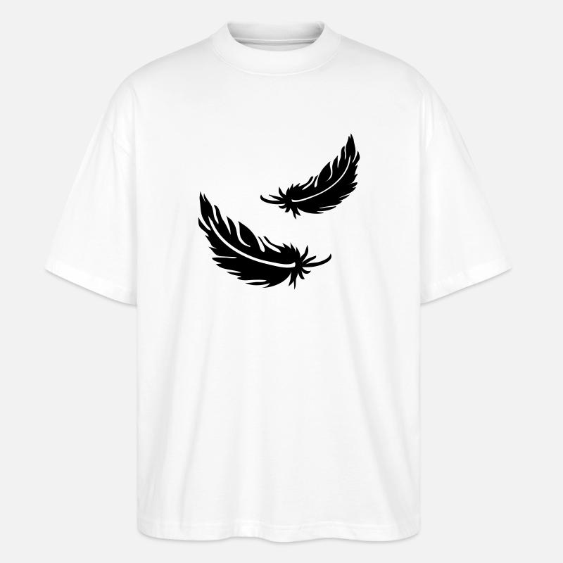 Two flying feathers - Stanley/Stella Oversized Unisex Organic T-shirt Blaster 2.0 - white