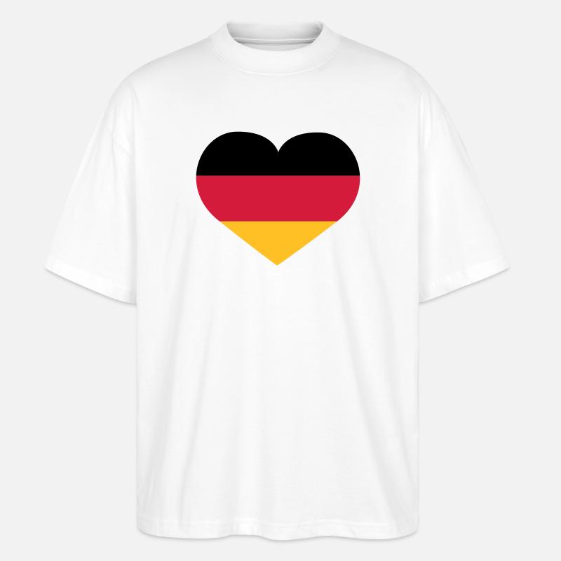 Deutschland Herz - Stanley/Stella Oversized Unisex Bio T-Shirt Blaster 2.0 - Weiß