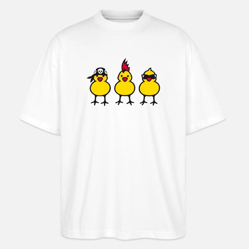 Three Chicks - Stanley/Stella Oversized Unisex Bio T-Shirt Blaster 2.0 - Weiß