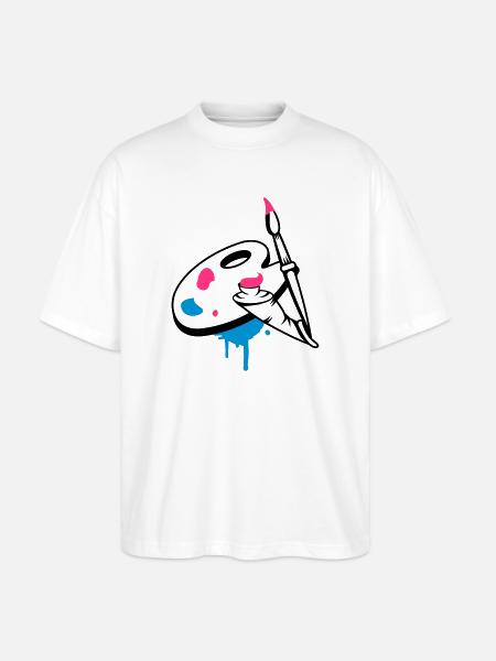 Pinsel,Farbe und Mischpalette - Stanley/Stella Oversized Unisex Bio T-Shirt Blaster 2.0 - Weiß