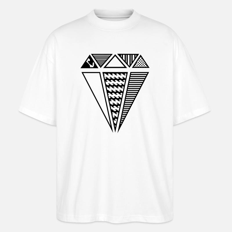 Diamant mit Muster - Stanley/Stella Oversized Unisex Bio T-Shirt Blaster 2.0 - Weiß