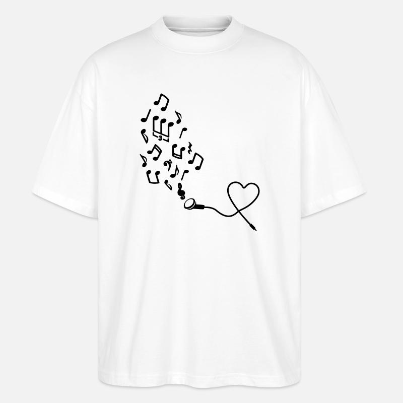 Kopfhörer mit Noten - Stanley/Stella Oversized Unisex Bio T-Shirt Blaster 2.0 - Weiß