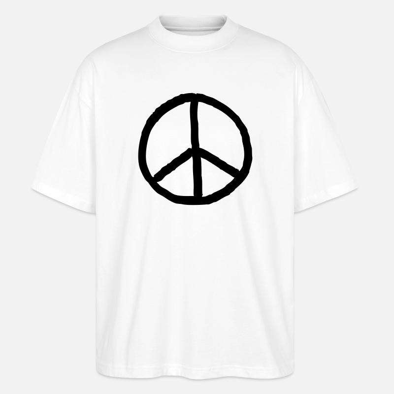 Friedenszeichen - Stanley/Stella Oversized Unisex Bio T-Shirt Blaster 2.0 - Weiß