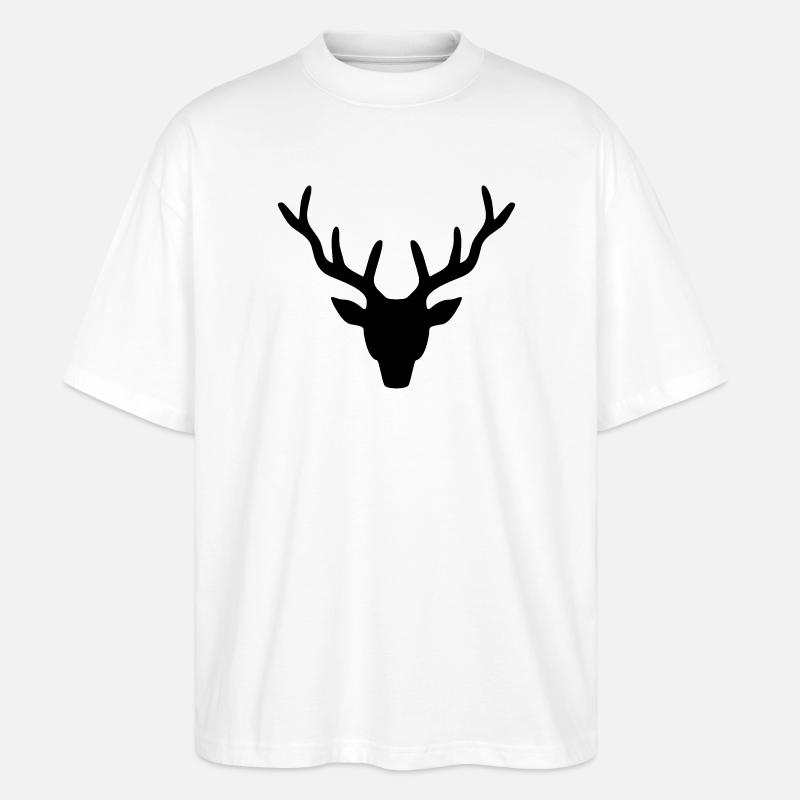 Hirschgeweih - Stanley/Stella Oversized Unisex Bio T-Shirt Blaster 2.0 - Weiß