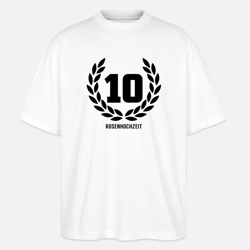 10 Rosenhochzeit - Stanley/Stella Oversized Unisex Bio T-Shirt Blaster 2.0 - Weiß