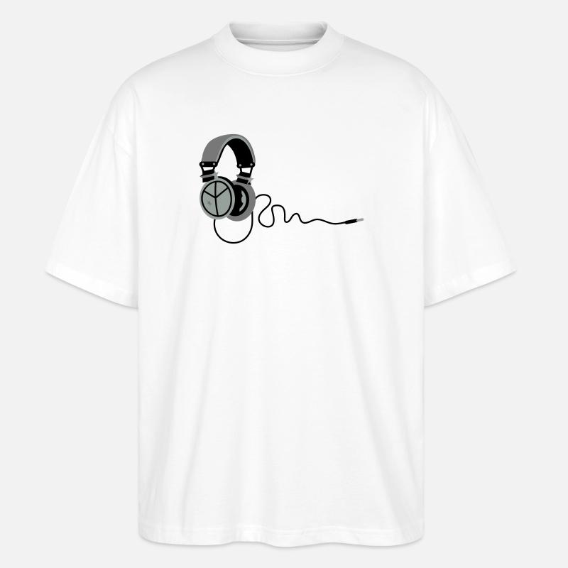 Peace Kopfhörer - Stanley/Stella Oversized Unisex Bio T-Shirt Blaster 2.0 - Weiß