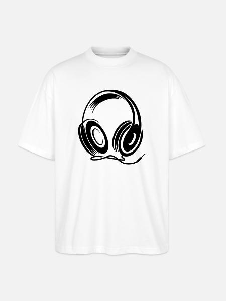 a headphone with cable - Stanley/Stella Oversized Unisex Organic T-shirt Blaster 2.0 - white