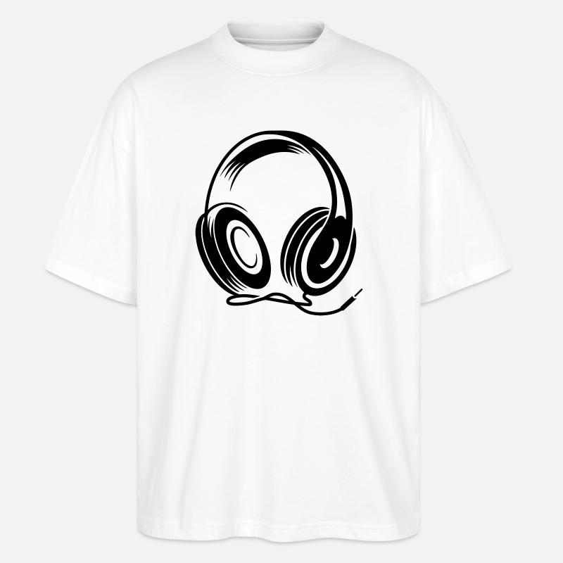 a headphone with cable - Stanley/Stella Oversized Unisex Organic T-shirt Blaster 2.0 - white