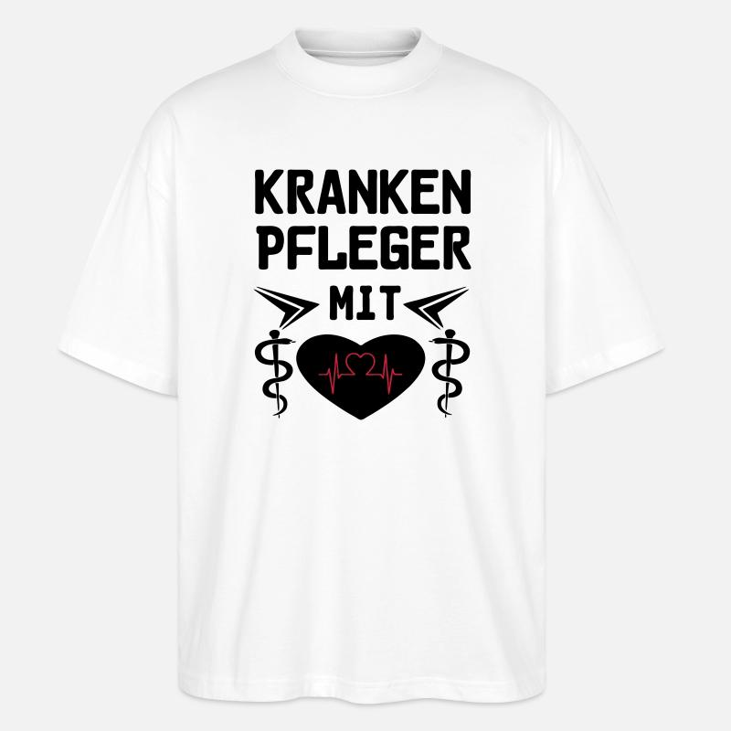 Krankenpfleger mit Herz Geschenk - Stanley/Stella Oversized Unisex Bio T-Shirt Blaster 2.0 - Weiß