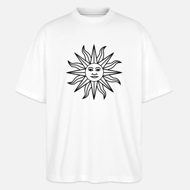 Sonne Gesicht - Stanley/Stella Oversized Unisex Bio T-Shirt Blaster 2.0 - Weiß
