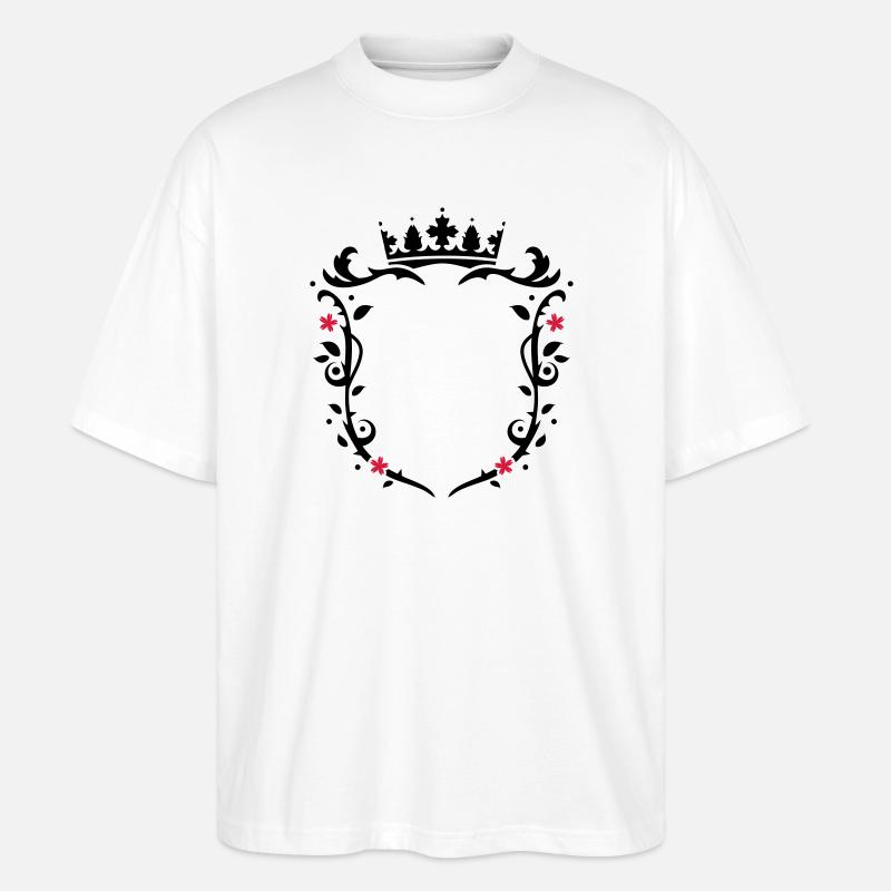 florales Wappen mit Krone - Stanley/Stella Oversized Unisex Bio T-Shirt Blaster 2.0 - Weiß