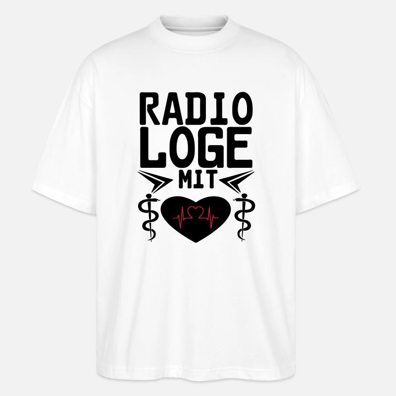 Radiologe mit Herz Geschenk - Stanley/Stella Oversized Unisex Bio T-Shirt Blaster 2.0 - Weiß