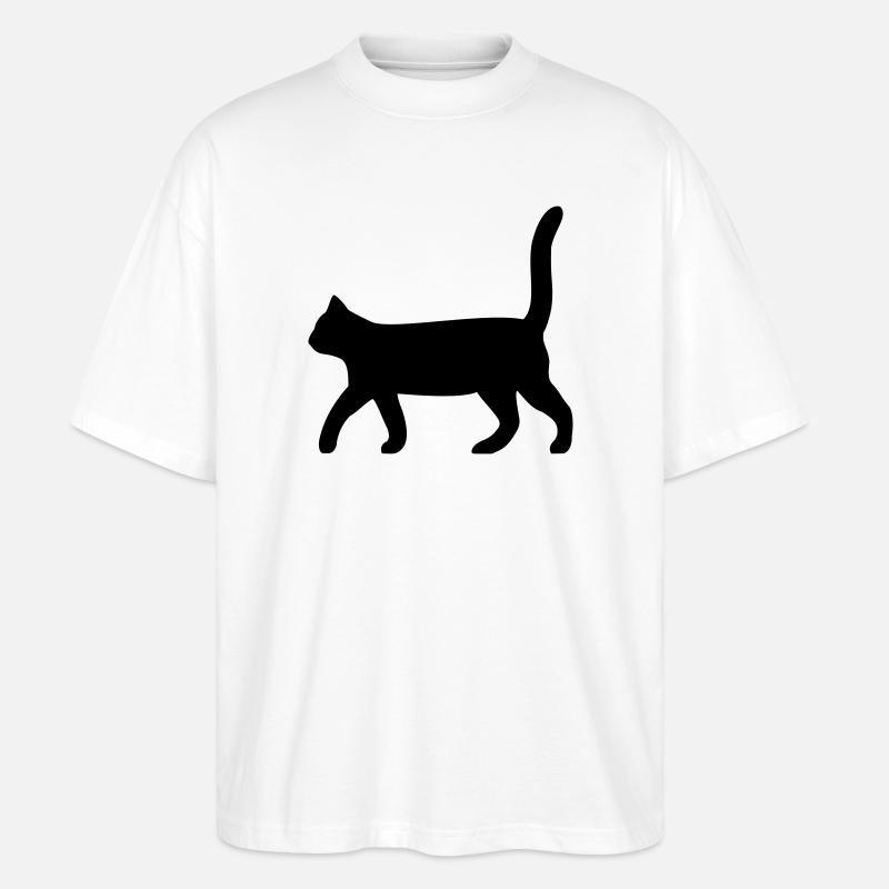 schwarze Katze - Stanley/Stella Oversized Unisex Bio T-Shirt Blaster 2.0 - Weiß