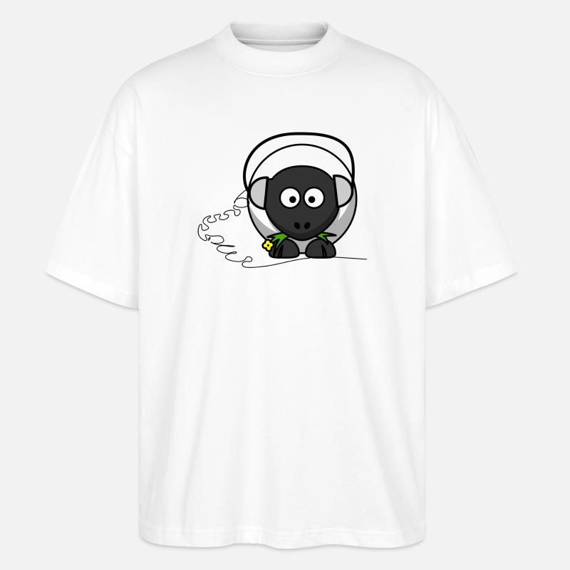 moutons drôle avec un casque - T-shirt bio Blaster 2.0 coupe oversize Stanley/Stella Unisexe - blanc