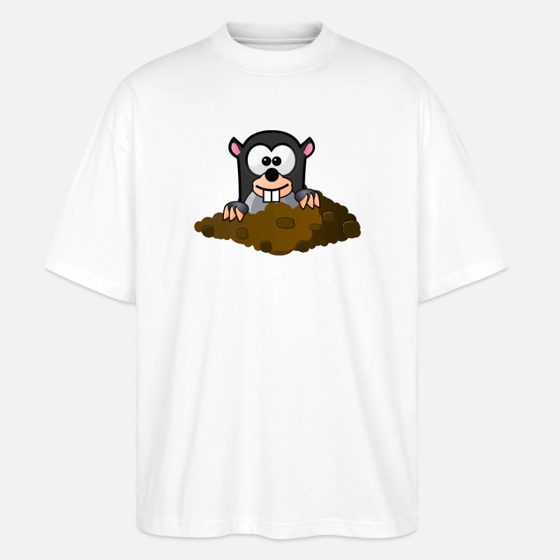 Maulwurf Comic Stil - Stanley/Stella Oversized Unisex Bio T-Shirt Blaster 2.0 - Weiß
