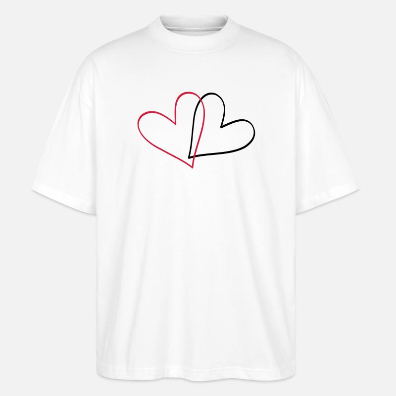 Herzen Herz Geschenkidee Partnerlook - Stanley/Stella Oversized Unisex Bio T-Shirt Blaster 2.0 - Weiß