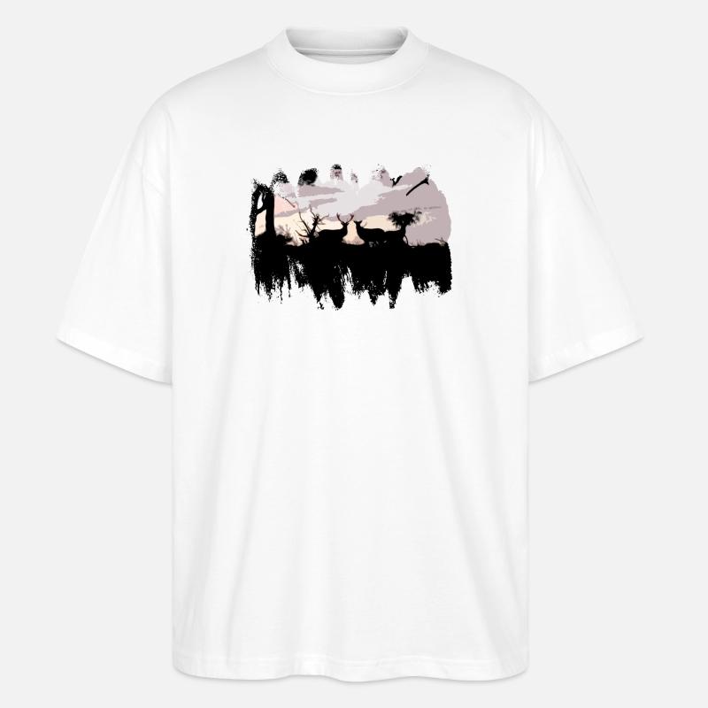 Hirschartigen im Ansatz - Stanley/Stella Oversized Unisex Bio T-Shirt Blaster 2.0 - Weiß