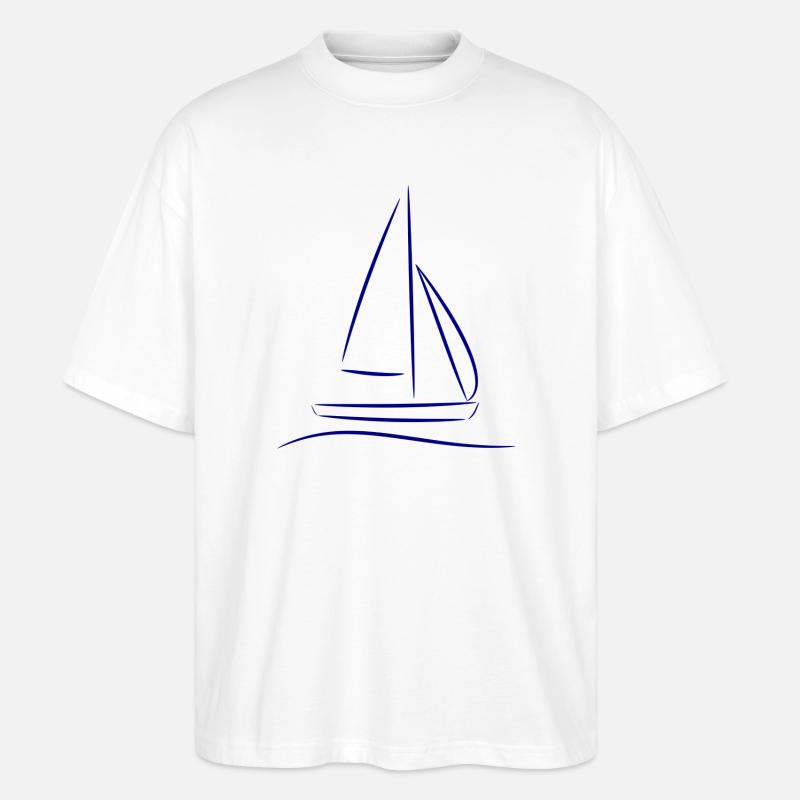 Segelboot Silhouette – Maritimes Design Blau - Stanley/Stella Oversized Unisex Bio T-Shirt Blaster 2.0 - Weiß