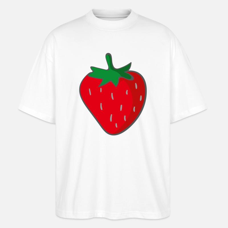Erdbeere - Stanley/Stella Oversized Unisex Bio T-Shirt Blaster 2.0 - Weiß