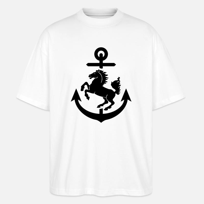Stuttgart Wappen Anker, Stuttgarter - Stanley/Stella Oversized Unisex Bio T-Shirt Blaster 2.0 - Weiß
