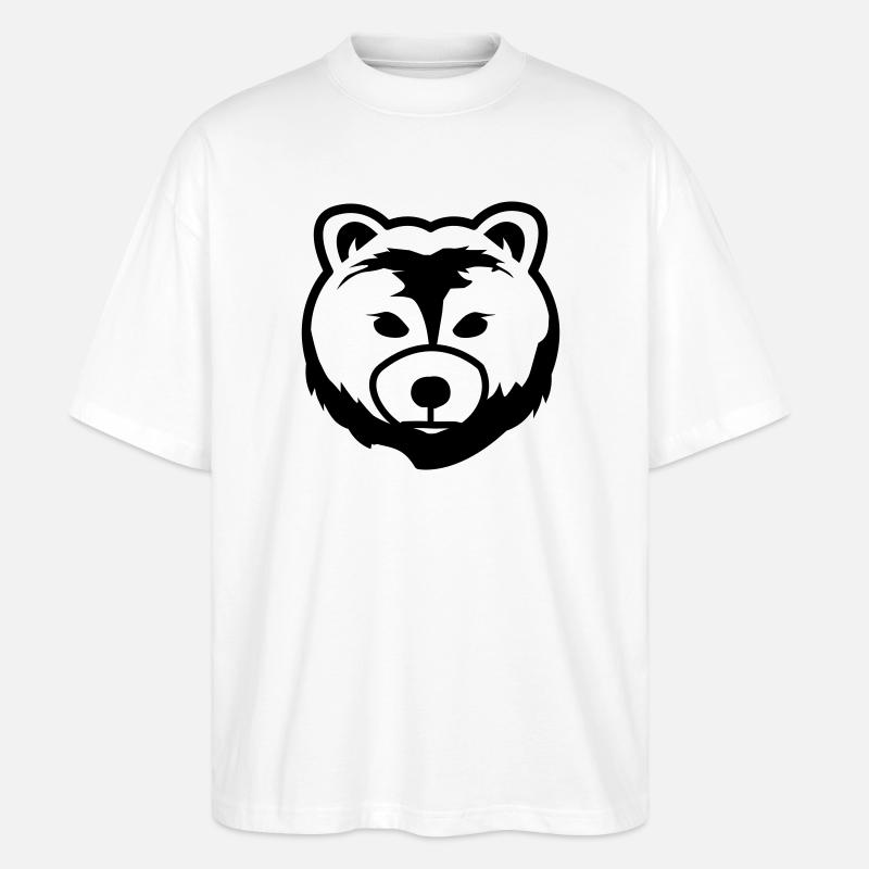 Bär, Bärenkopf, Tierzeichen - Stanley/Stella Oversized Unisex Bio T-Shirt Blaster 2.0 - Weiß
