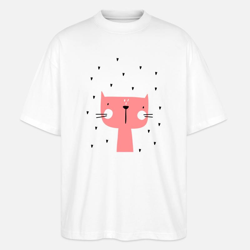 Katze mit Herzen - Stanley/Stella Oversized Unisex Bio T-Shirt Blaster 2.0 - Weiß