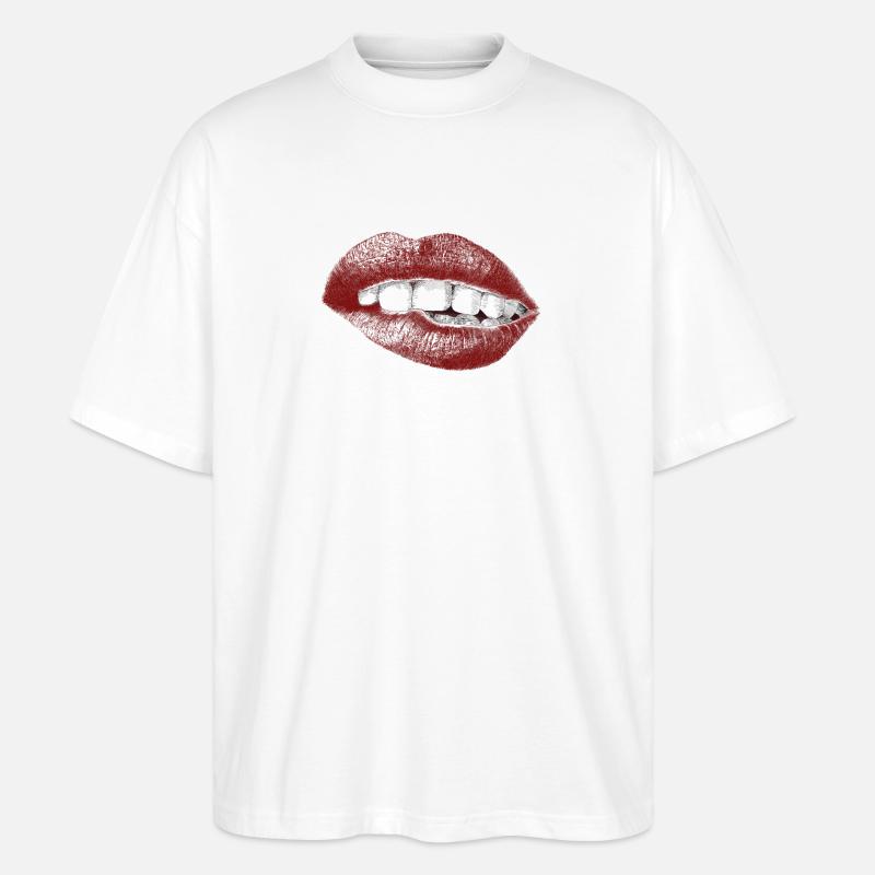 Lippen - Stanley/Stella Oversized Unisex Bio T-Shirt Blaster 2.0 - Weiß