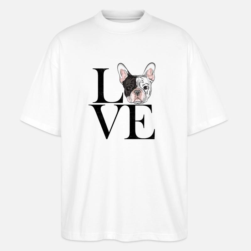 franz Bulldogge black - Stanley/Stella Oversized Unisex Bio T-Shirt Blaster 2.0 - Weiß
