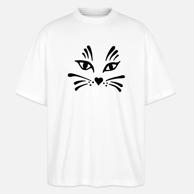 tête de chat simplifiée - T-shirt bio Blaster 2.0 coupe oversize Stanley/Stella Unisexe - blanc