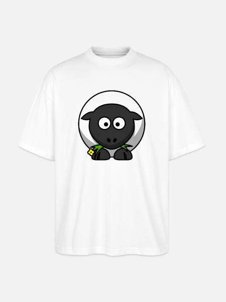 Moonlit Night Sheep Cartoon - Stanley/Stella Oversized Unisex Organic T-shirt Blaster 2.0 - white