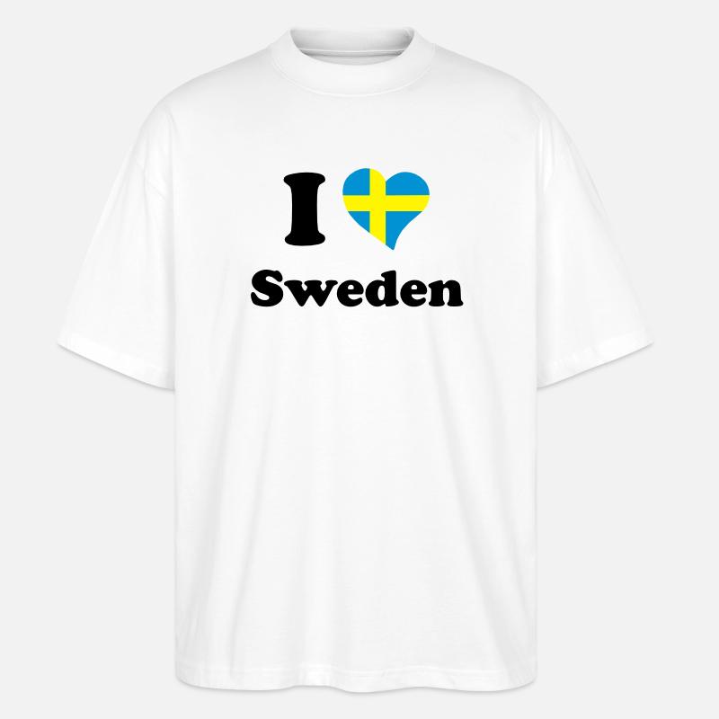 I love Sweden - J'aime la Suède - T-shirt bio Blaster 2.0 coupe oversize Stanley/Stella Unisexe - blanc