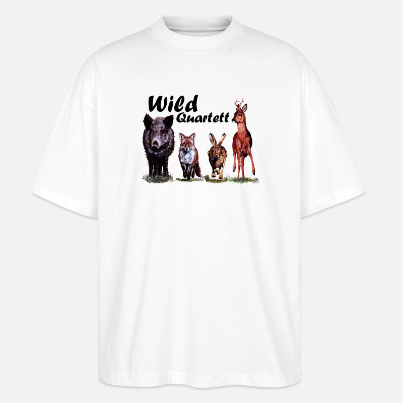 Wild-Quartett - Stanley/Stella Oversized Unisex Bio T-Shirt Blaster 2.0 - Weiß