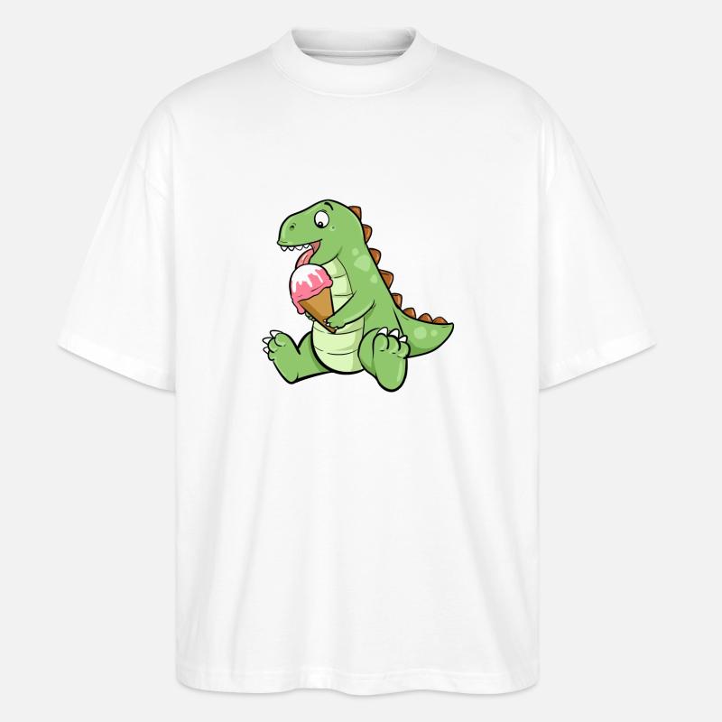 Eiscreme Dino Erdbeereis Dinosaurier T-Rex Saurier - Stanley/Stella Oversized Unisex Bio T-Shirt Blaster 2.0 - Weiß