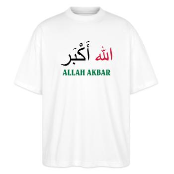 Allah Akbar - T-shirt bio Blaster 2.0 coupe oversize Stanley/Stella Unisexe - blanc - Devant - Alina (178cm) & Michal (187cm)