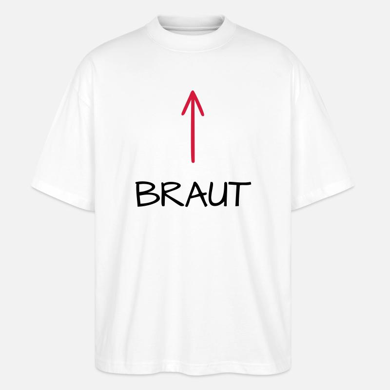 Braut Junggesellenabschied Junggesellin Pfeil - Stanley/Stella Oversized Unisex Bio T-Shirt Blaster 2.0 - Weiß