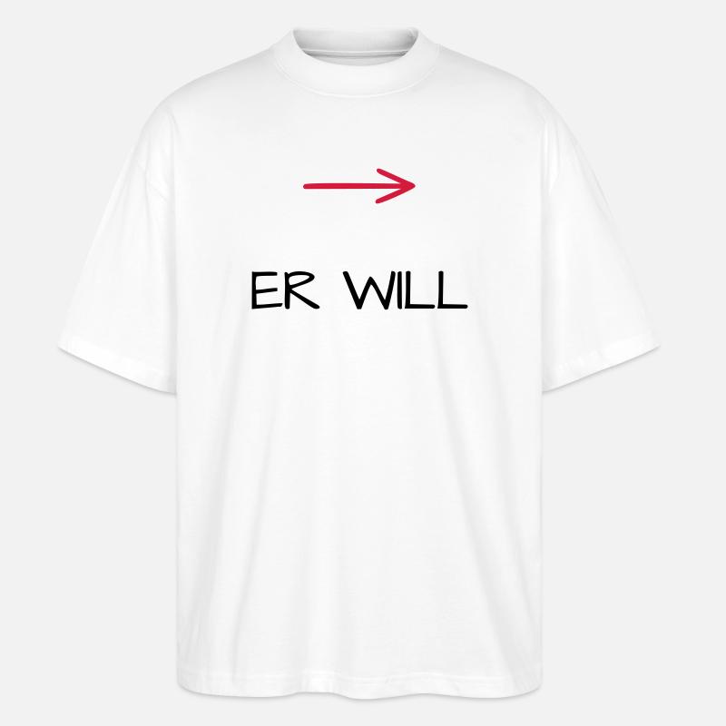Er will Junggesellenabschied Pfeil - Stanley/Stella Oversized Unisex Bio T-Shirt Blaster 2.0 - Weiß