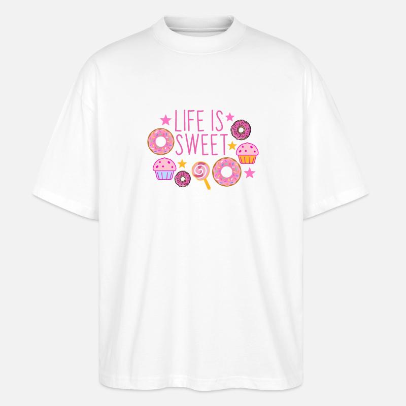 Das Leben ist süß - Stanley/Stella Oversized Unisex Bio T-Shirt Blaster 2.0 - Weiß