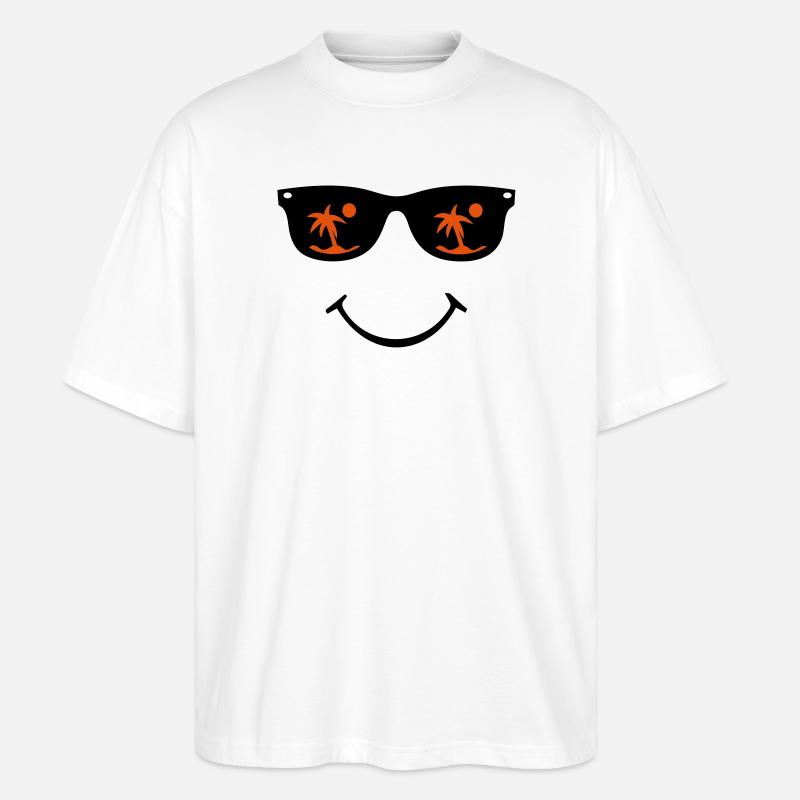 Sonnenbrille Smiley - Stanley/Stella Oversized Unisex Bio T-Shirt Blaster 2.0 - Weiß